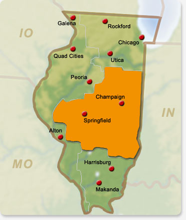Karte Illinois Land of Lincoln