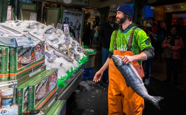 WA/Seattle/Pike Place Market/Fischstand